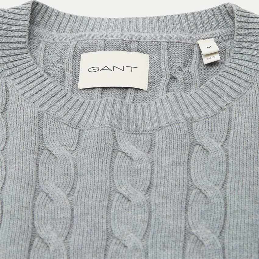 Gant Knitwear COTTON CABLE C-NECK 8050601. GREY MELANGE